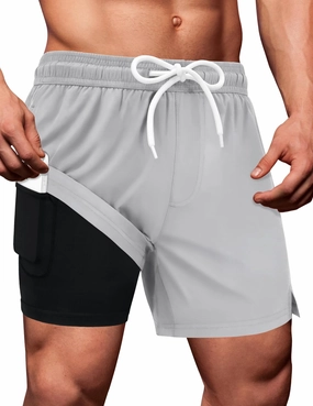 Sarfel Mens Swim Trunks 5 Inch Mens Bathing Suit with Compression Liner Men's Board Shorts Men's Swimwear Quick Dry Swimsuit