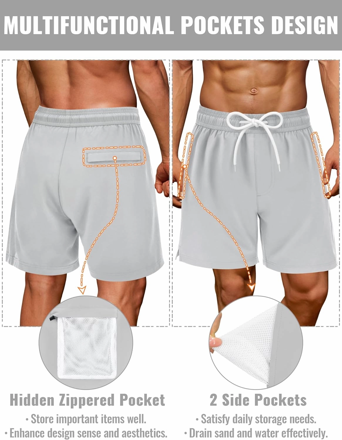 Sarfel Mens Swim Trunks with Compression Liner Mens Bathing Suit 7 Inch Inseam Quick Drying Men's Board Shorts Men's Swimwear