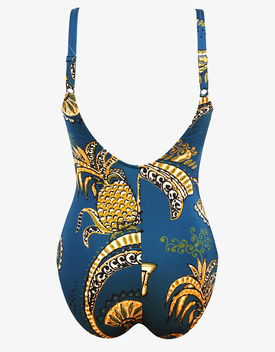 Satin Fruits Wrap Front Swimsuit - Ocean Pineapple