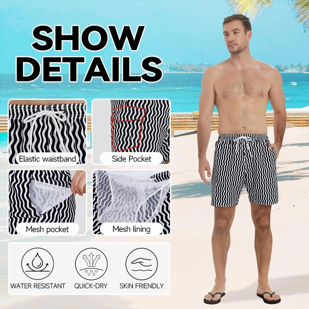 Scotamalone Mens Swim Trunks Swimming Shorts Swimwear Bathing Suits Quick Dry 7 Inch with Mesh Lining