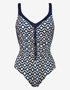 Seaside Dining Moulded Swimsuit - Navy Cream