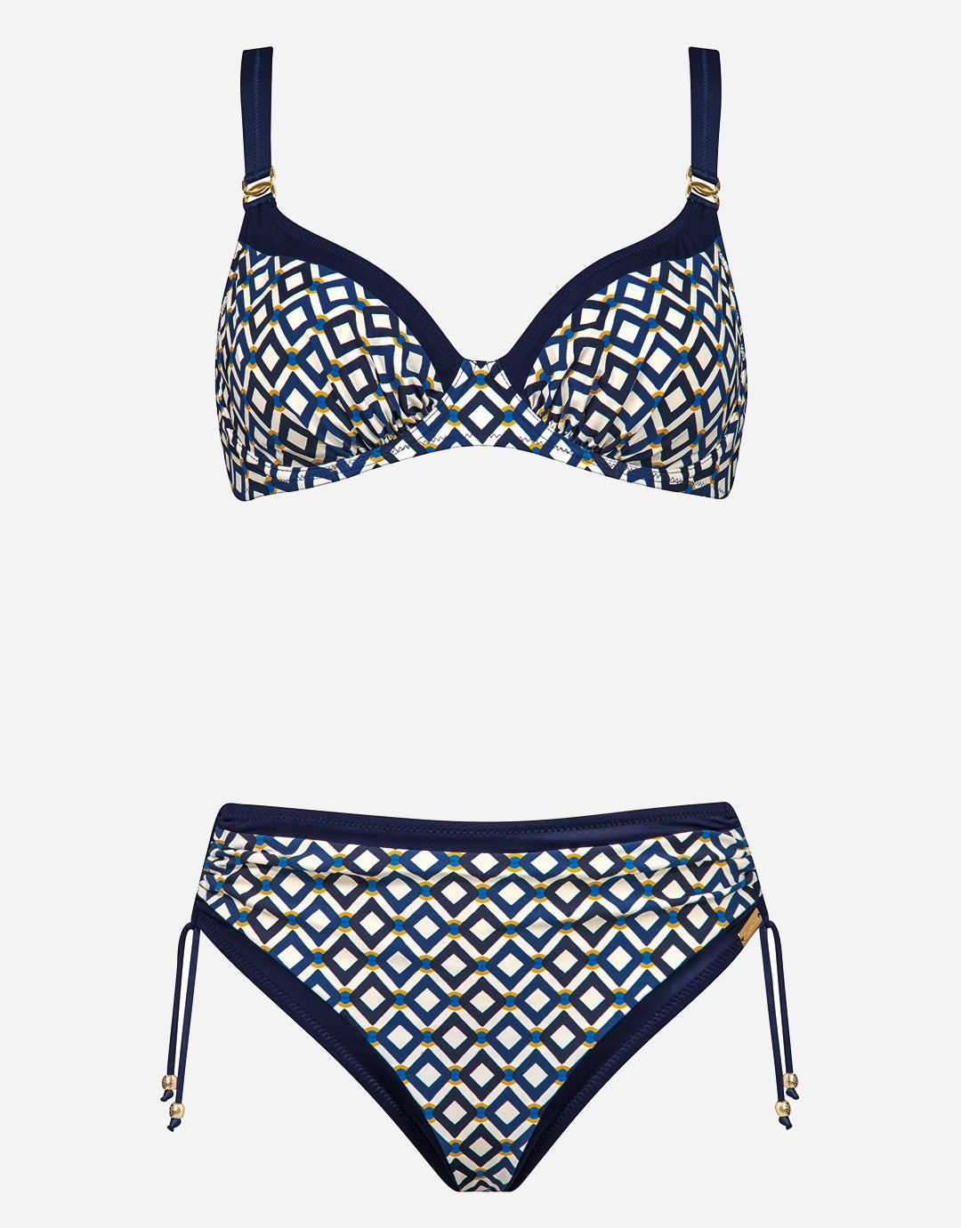 Seaside Dining Underwired Bikini Set - Navy Cream