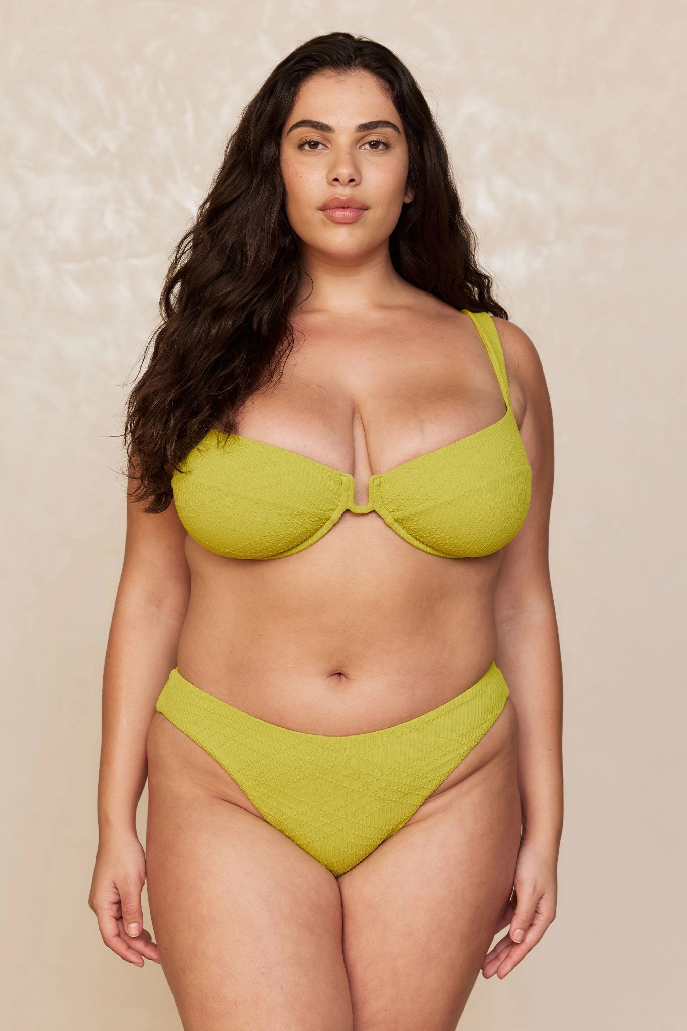 Seychelles Bottom - Chartreuse Summer Plaid (Modest Coverage)