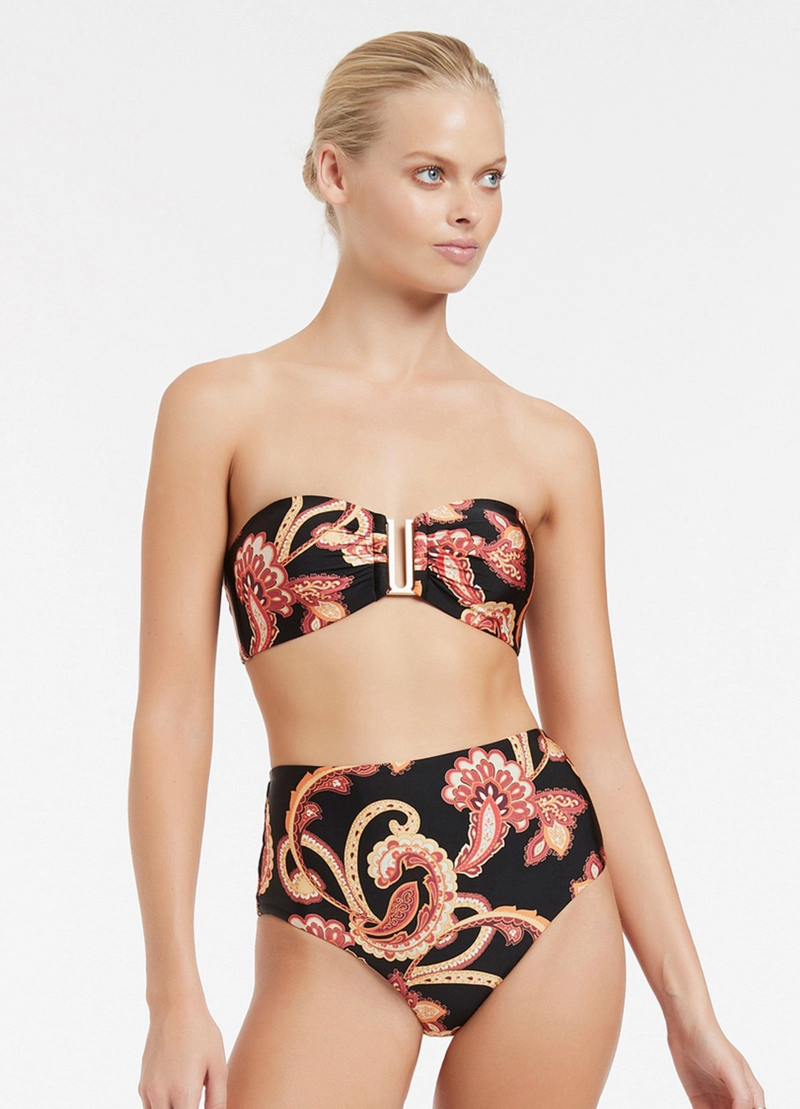 Silk Road High Waist Bikini Bottom - Black