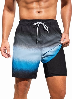 SILKWORLD Men Swim Trunks 6 Inch Quick Dry Swimming Shorts 2 in 1 Summer Swimwear Bathing Suits with Zipper Pockets