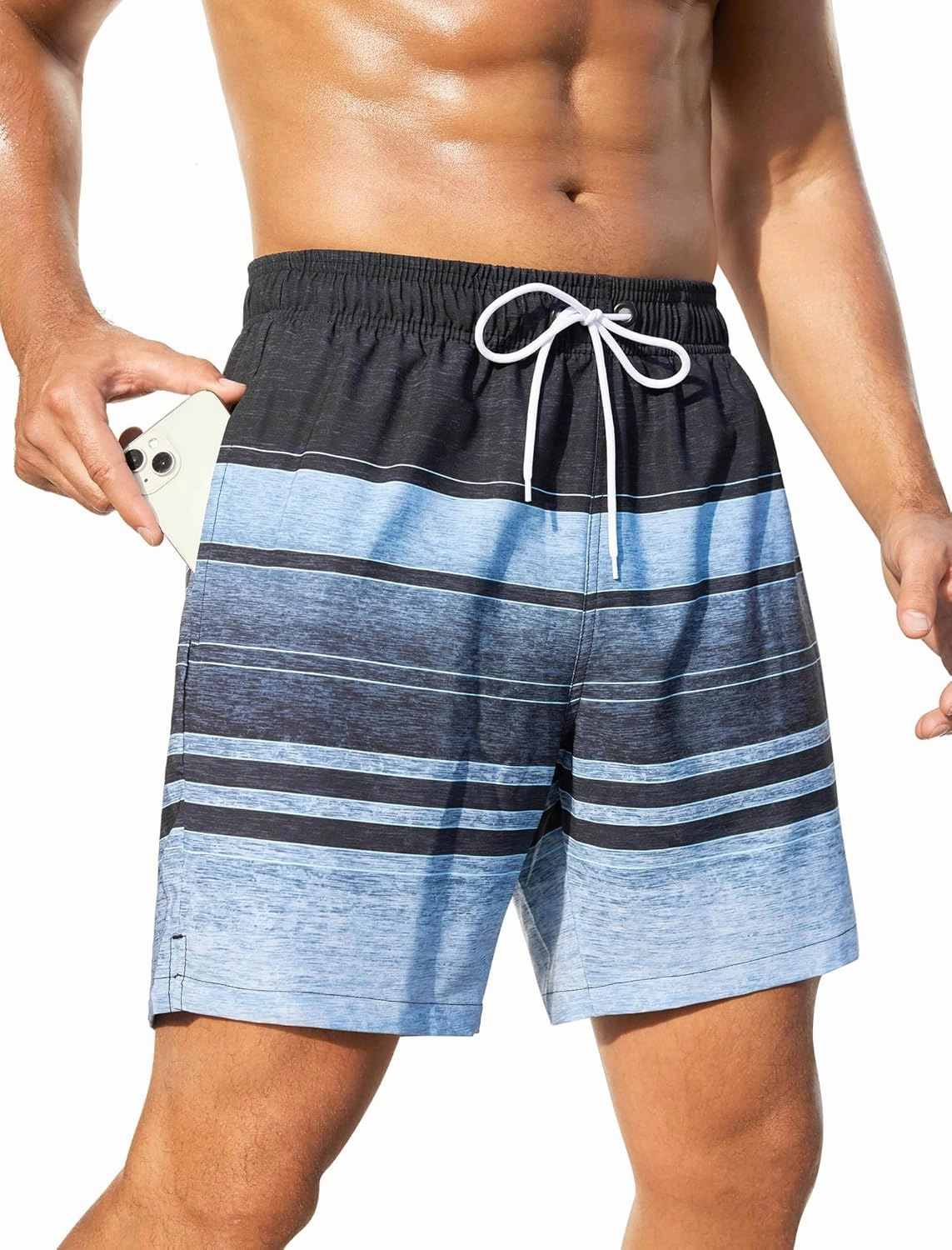 SILKWORLD Men Swim Trunks 6 Inch Quick Dry Swimming Shorts 2 in 1 Summer Swimwear Bathing Suits with Zipper Pockets