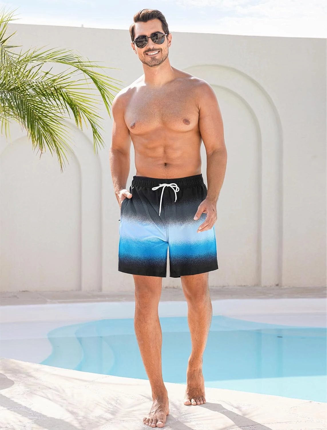 SILKWORLD Men Swim Trunks 6 Inch Quick Dry Swimming Shorts 2 in 1 Summer Swimwear Bathing Suits with Zipper Pockets