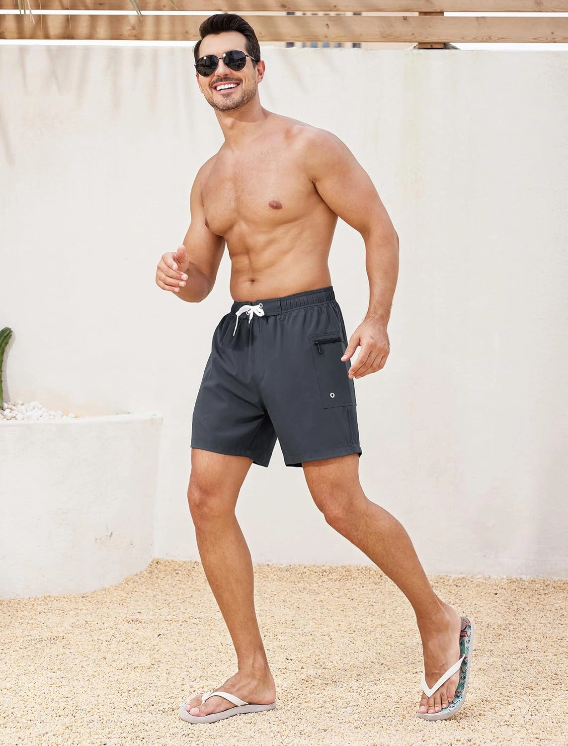 SILKWORLD Mens Swim Trunks 6" Quick Dry Bathing Suit Beach Swimming Shorts with Compression Liner and Zipper Pockets