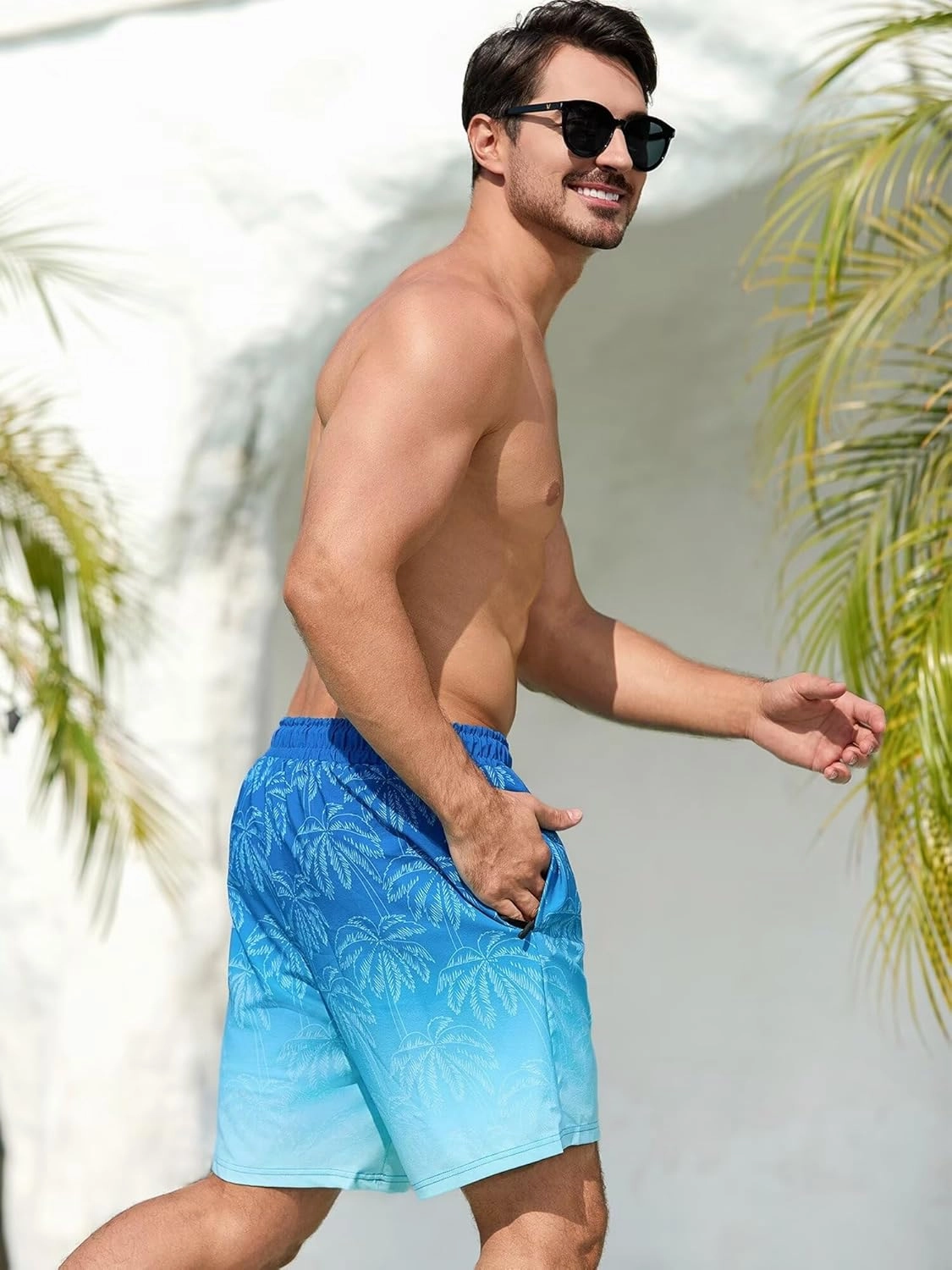 SILKWORLD Mens Swim Trunks Quick Dry Swimming Shorts with Compression Liner and Zipper Pockets