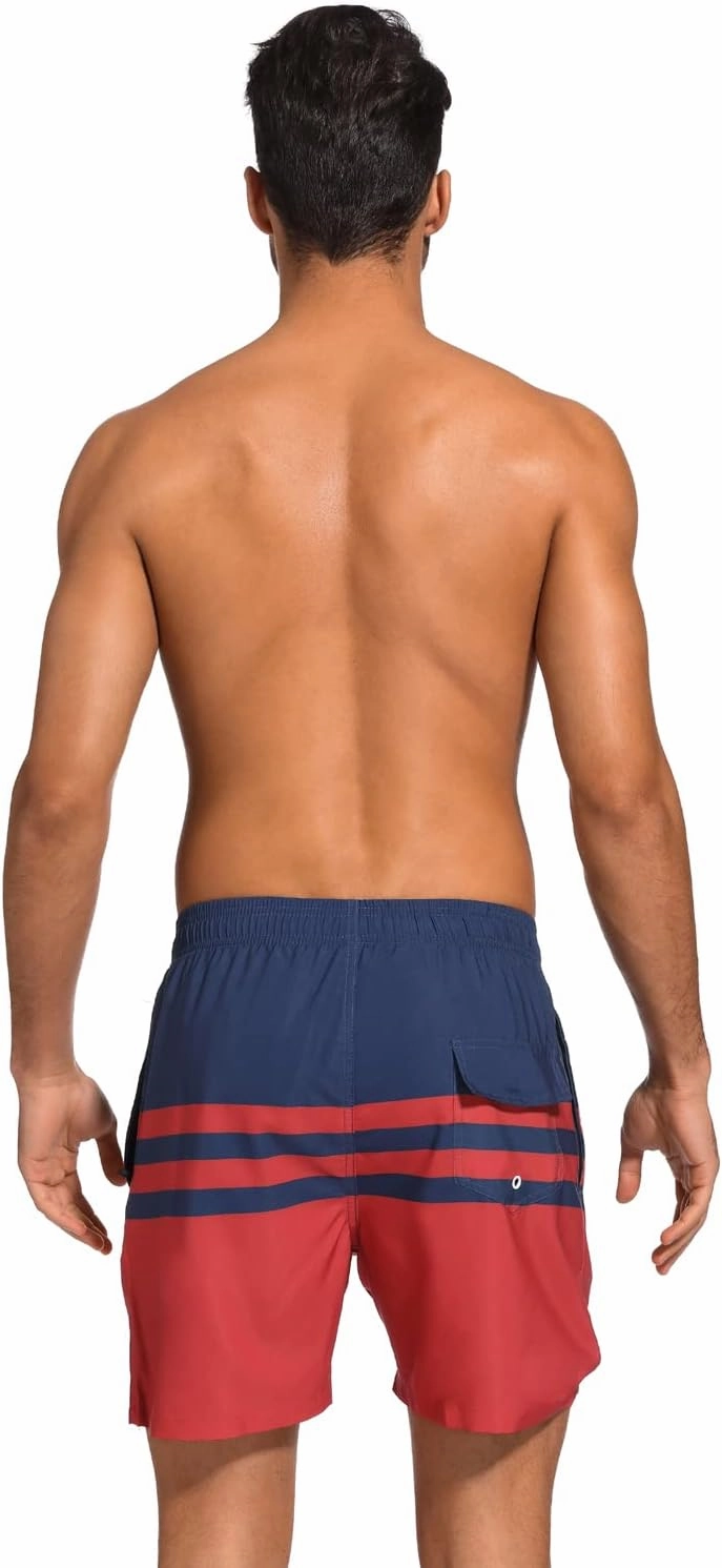 SILKWORLD Mens Swim Trunks with Compression Liner 2 in 1 Quick Dry Bathing Suit Beach Shorts with Zipper Pockets