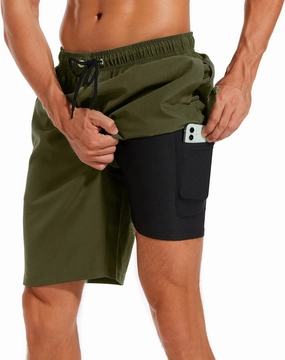 SILKWORLD Mens Swimming Shorts Quick Dry Beach Trunks Swimwear with Mesh Lining