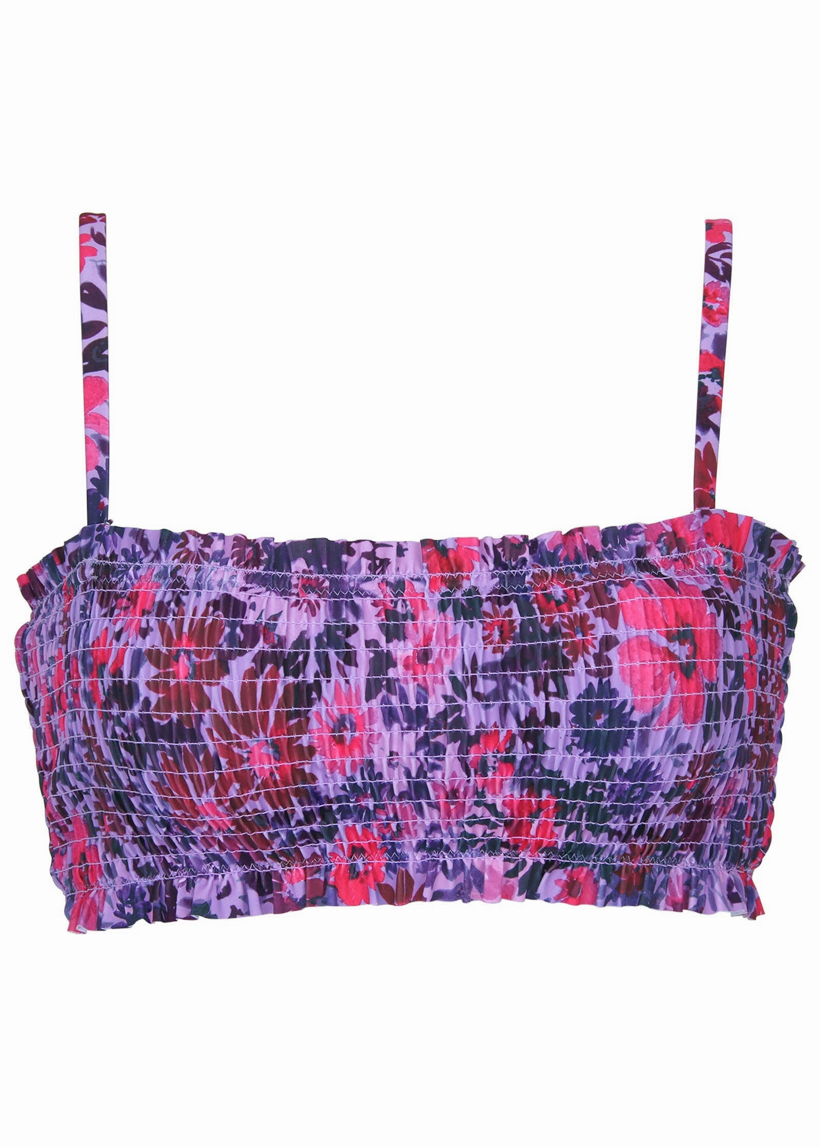 Smocked Bandeau Top - Ditsy Pink Purple