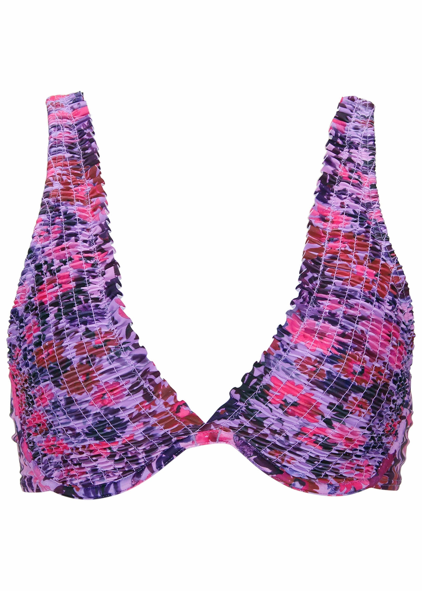 Smocked Underwire Top - Ditsy Pink Purple