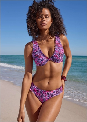 Smocked Underwire Top - Ditsy Pink Purple