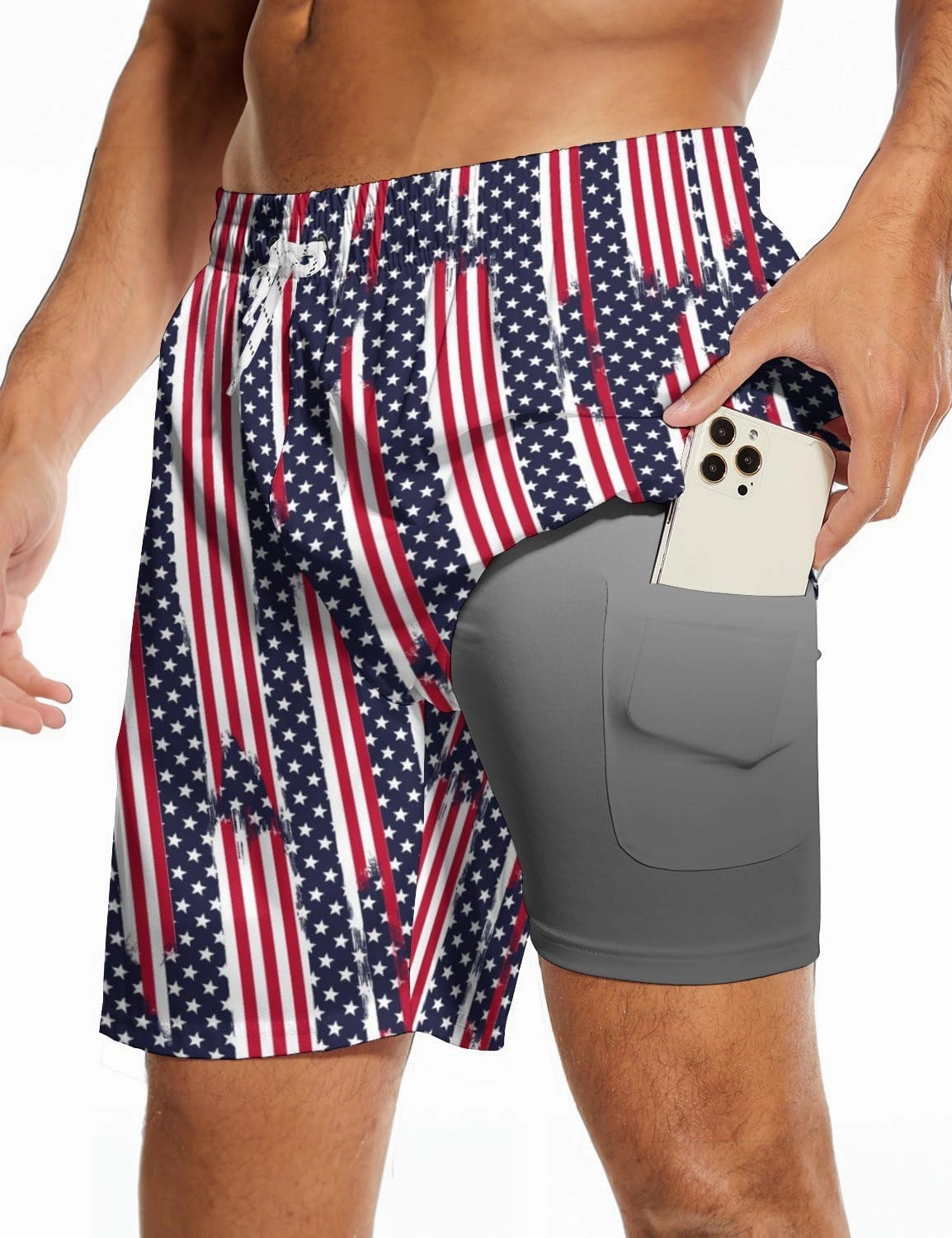 Socira Men's Swim Trunks with Compression Liner, Quick Dry Mens 2 in 1 Swimming Trunks Men Beach Bathing Suits Swimsuit