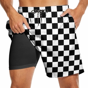 Socira Men's Swim Trunks with Compression Liner, Quick Dry Mens 2 in 1 Swimming Trunks Men Beach Bathing Suits Swimsuit