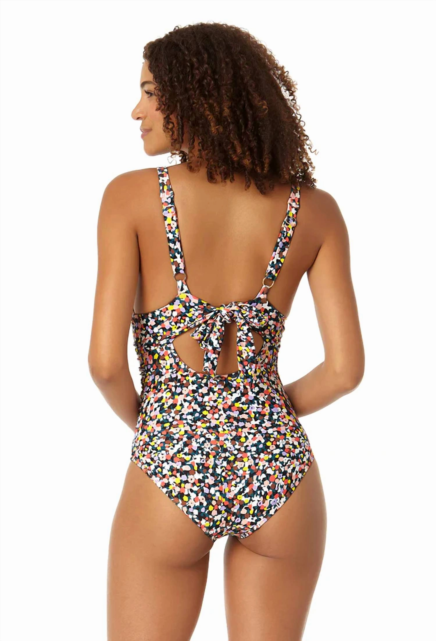 Soft Band Shirred One Piece Swimsuit In Confetti