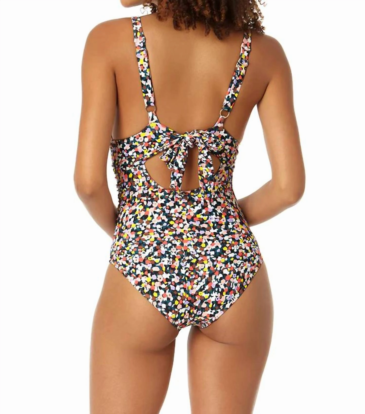 Soft Band Shirred One Piece Swimsuit In Confetti