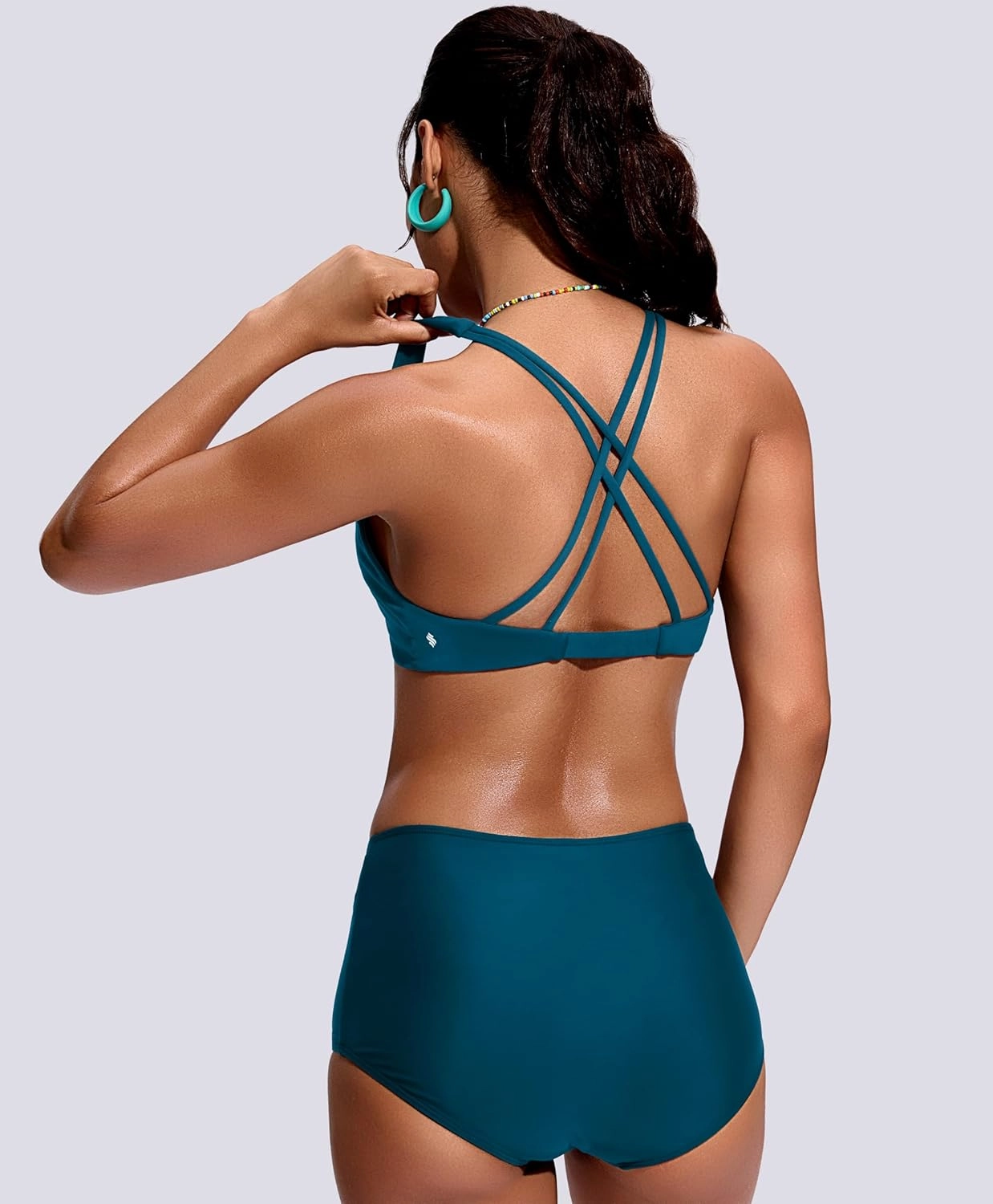Soothfeel Bikini Tops for Women Push Up Padded Swim Top Twist Front Bathing Suit Criss Cross Back Tankini Swimsuit Top Only