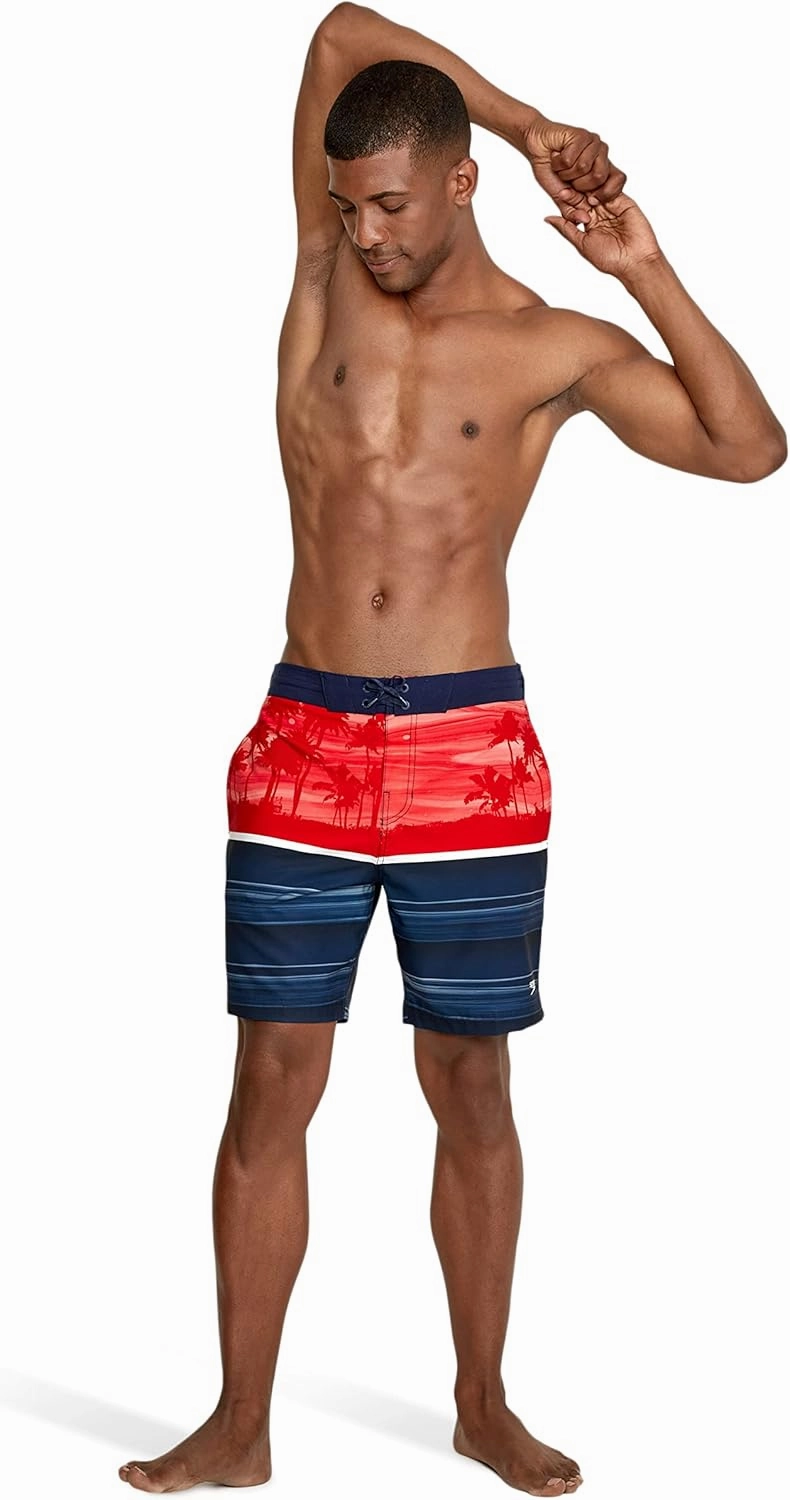Speedo Men's Swim Trunk Knee Length Boardshort Bondi Striped