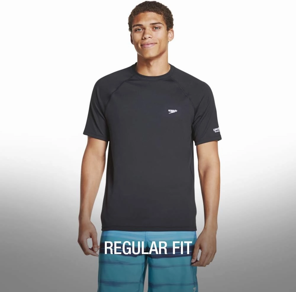 Speedo Men's Uv Swim Shirt Short Sleeve Regular Fit Solid