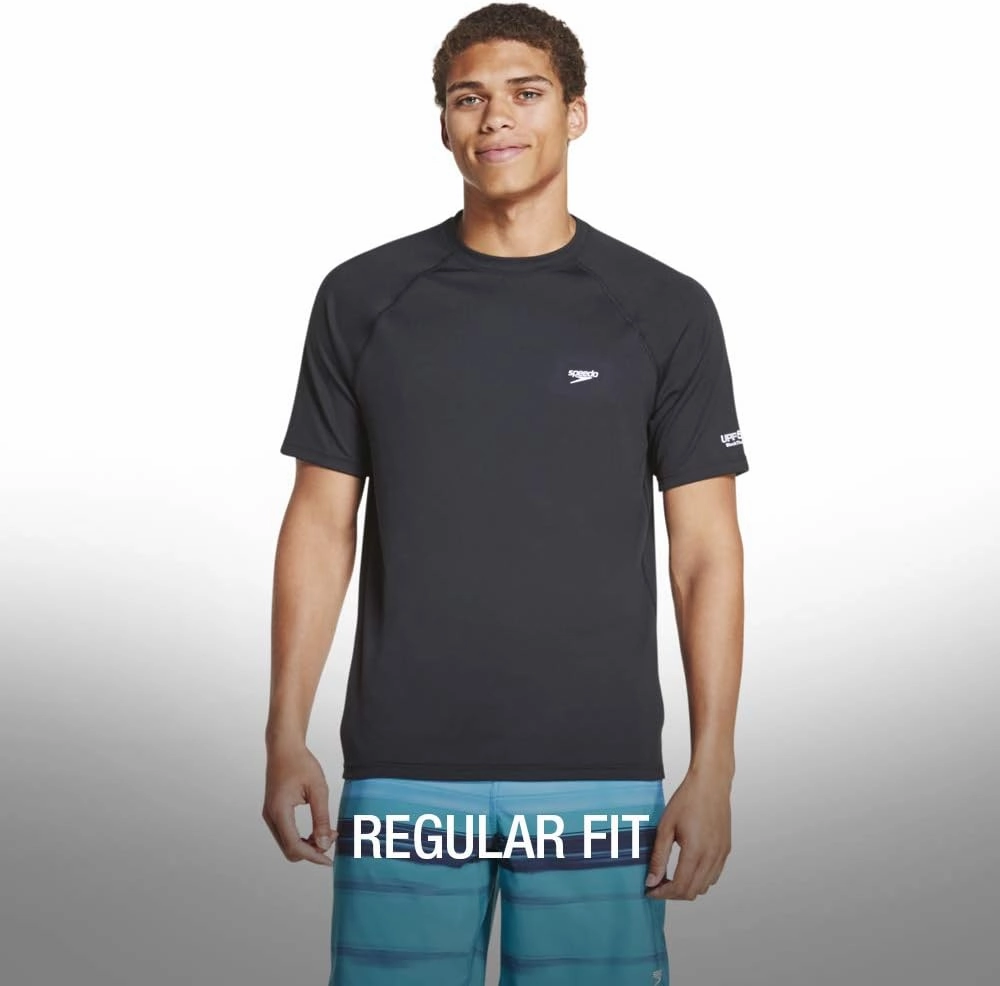 Speedo Men's Uv Swim Shirt Short Sleeve Regular Fit Solid