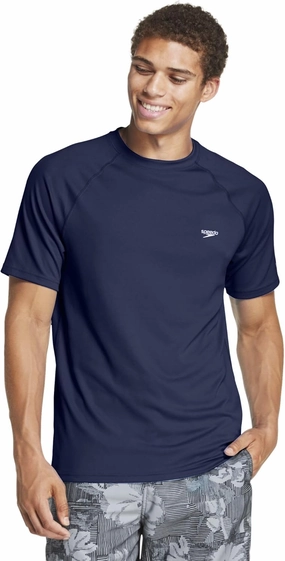 Speedo Men's Uv Swim Shirt Short Sleeve Regular Fit Solid