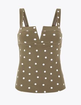 Spot Print V Wire Tankini Top