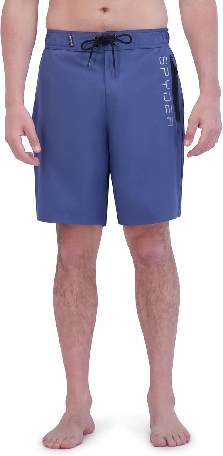 Spyder Men's Swim Trunks, Stretch, Quick-Dry, 9 Inseam Board Shorts, UPF , Pockets, Brief Liner