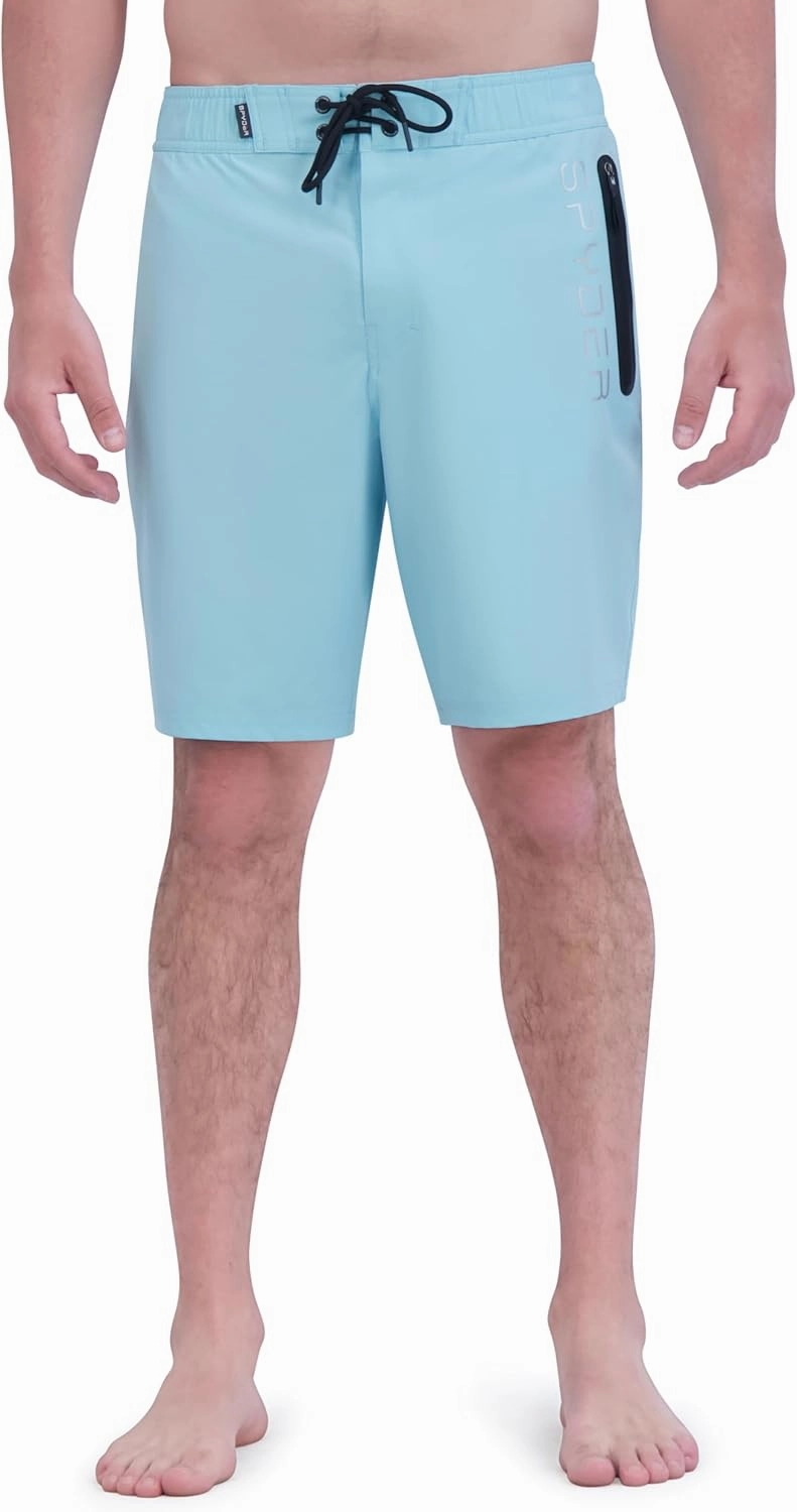 Spyder Men's Swim Trunks, Stretch, Quick-Dry, 9 Inseam Board Shorts, UPF , Pockets, Brief Liner