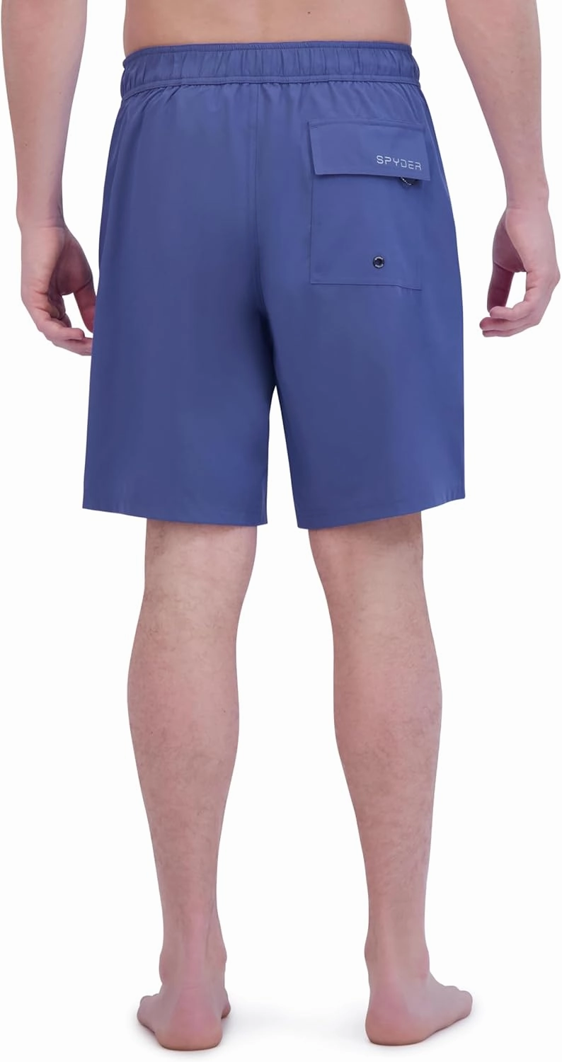 Spyder Men's Swim Trunks, Stretch, Quick-Dry, 9 Inseam Board Shorts, UPF , Pockets, Brief Liner