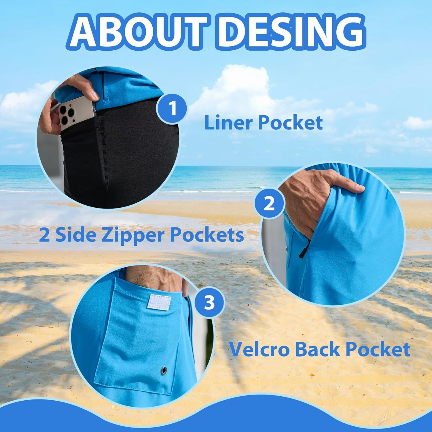 Srnede Mens Swim Trunks Swim Shorts Board Shorts Quick Dry Beach Shorts Swimwear Bathing Suits with Compression Line