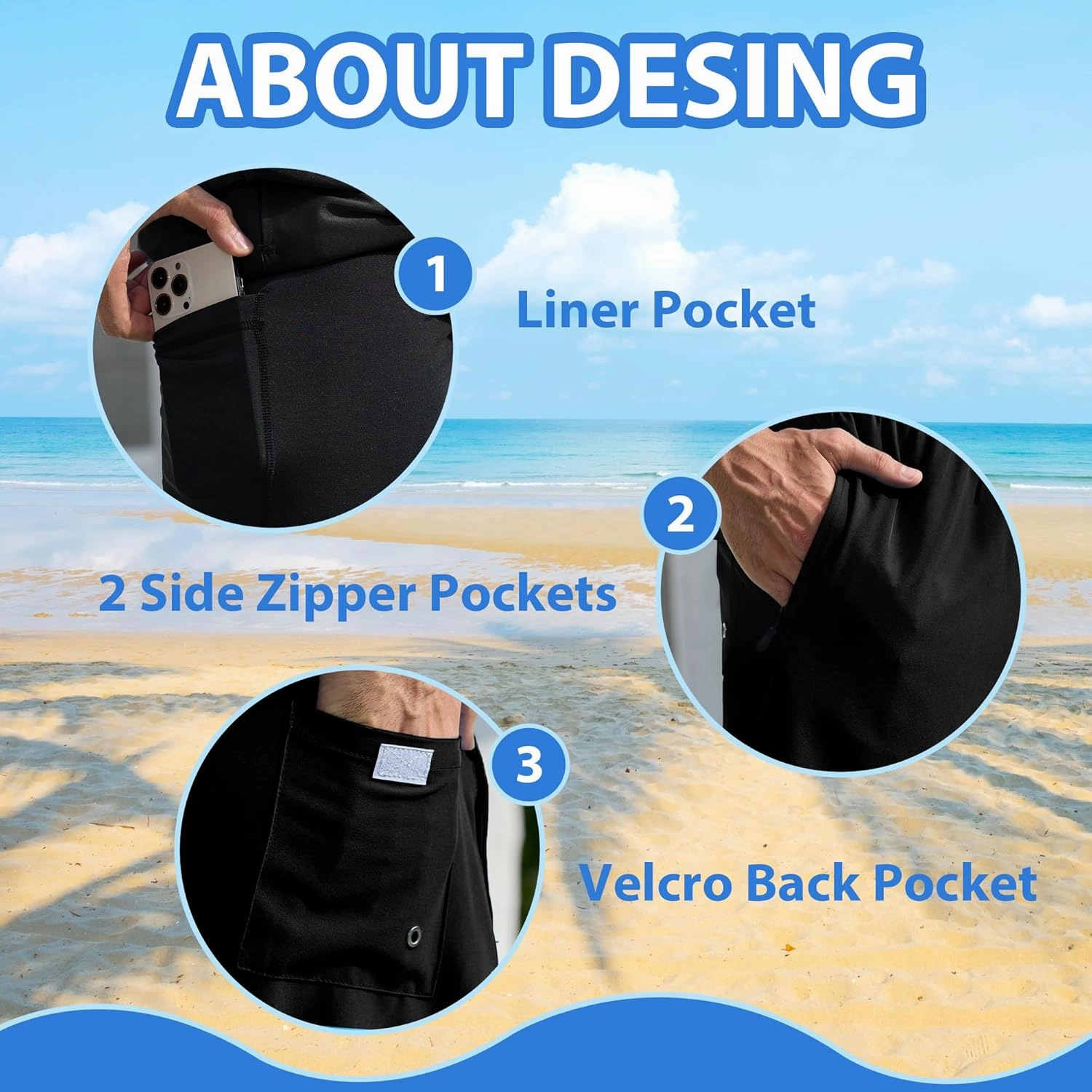 Srnede Mens Swim Trunks Swim Shorts Board Shorts Quick Dry Beach Shorts Swimwear Bathing Suits with Compression Line