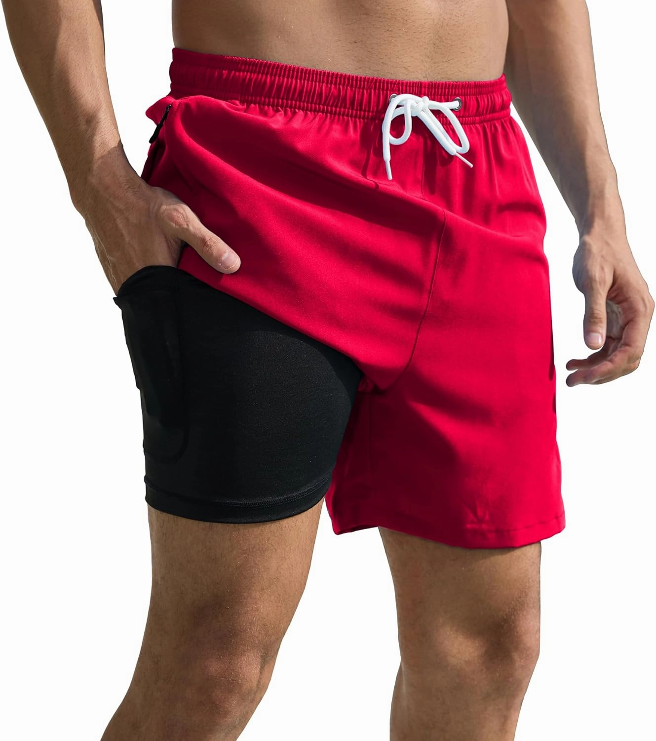 Srnede Mens Swim Trunks Swim Shorts Board Shorts Quick Dry Beach Shorts Swimwear Bathing Suits with Compression Line