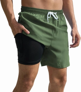 Srnede Mens Swim Trunks Swim Shorts Board Shorts Quick Dry Beach Shorts Swimwear Bathing Suits with Compression Line