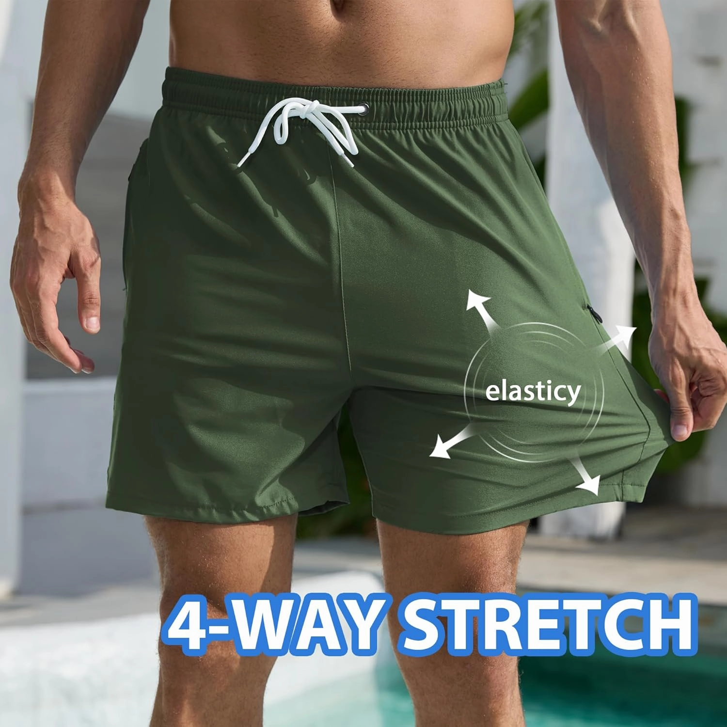 Srnede Mens Swim Trunks Swim Shorts Board Shorts Quick Dry Beach Shorts Swimwear Bathing Suits with Compression Line