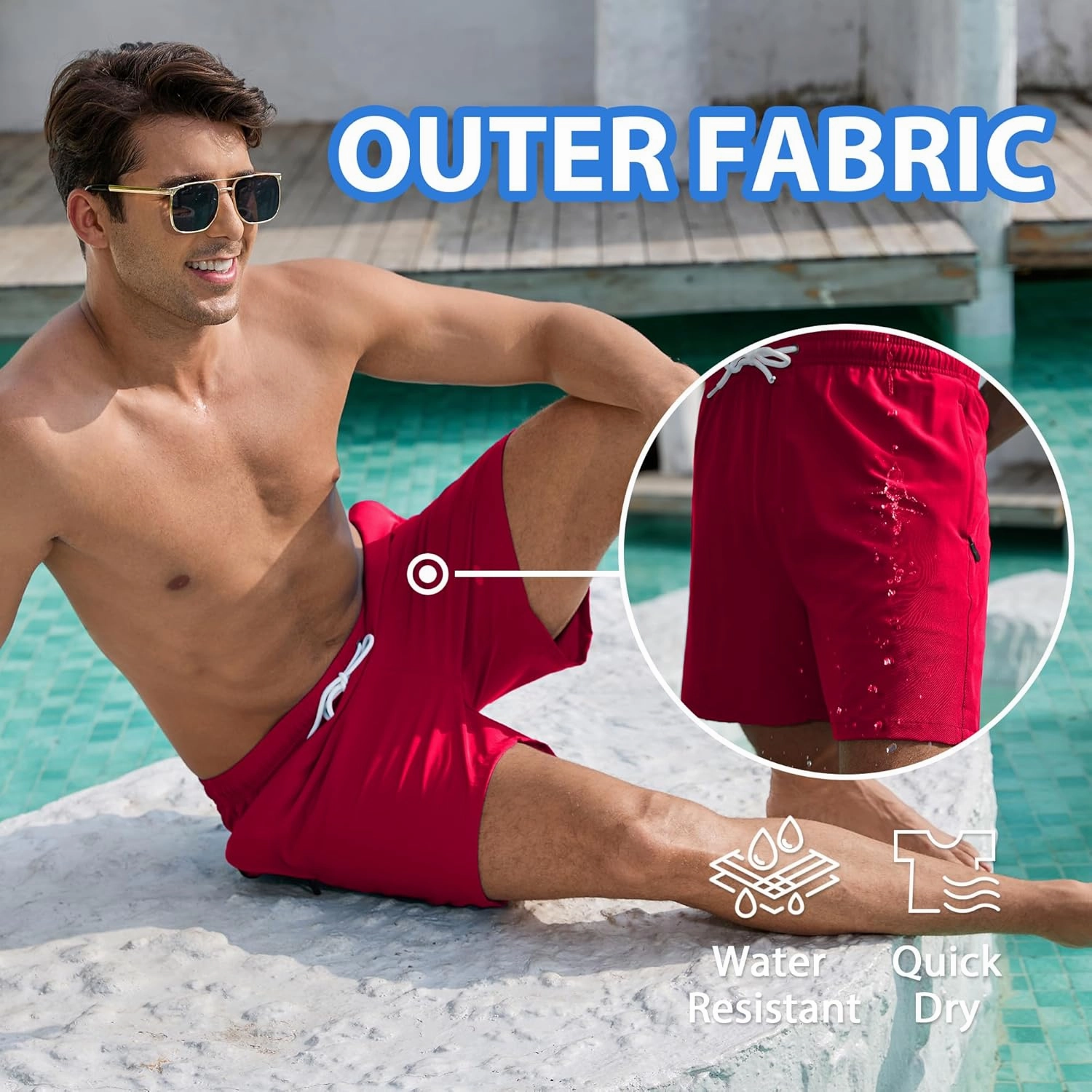 Srnede Mens Swim Trunks Swim Shorts Board Shorts Quick Dry Beach Shorts Swimwear Bathing Suits with Compression Line