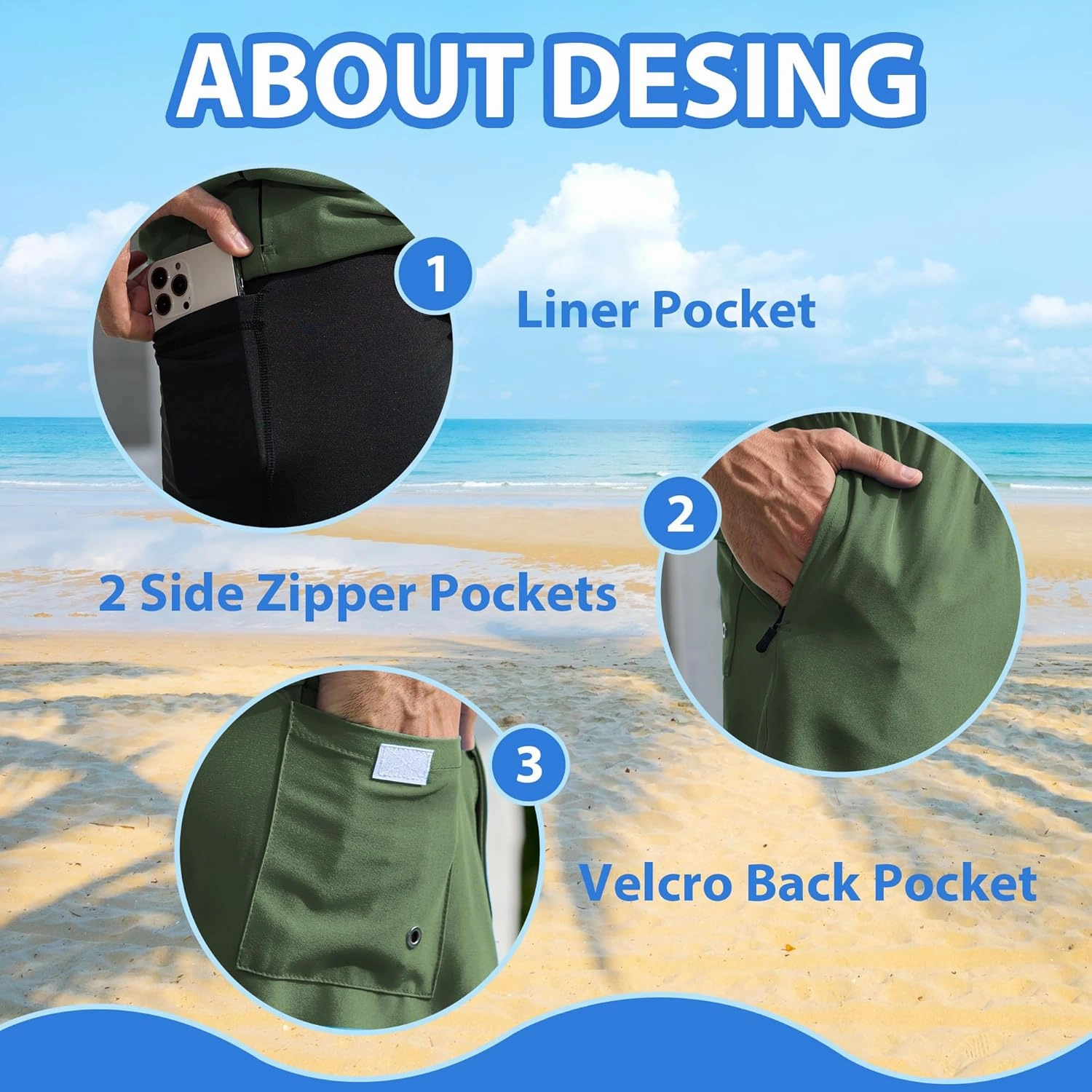Srnede Mens Swim Trunks Swim Shorts Board Shorts Quick Dry Beach Shorts Swimwear Bathing Suits with Compression Line