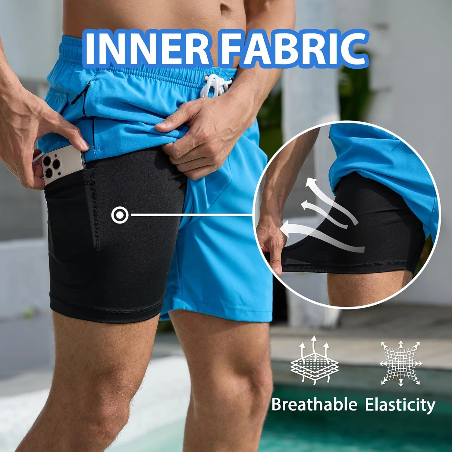 Srnede Mens Swim Trunks Swim Shorts Board Shorts Quick Dry Beach Shorts Swimwear Bathing Suits with Compression Line