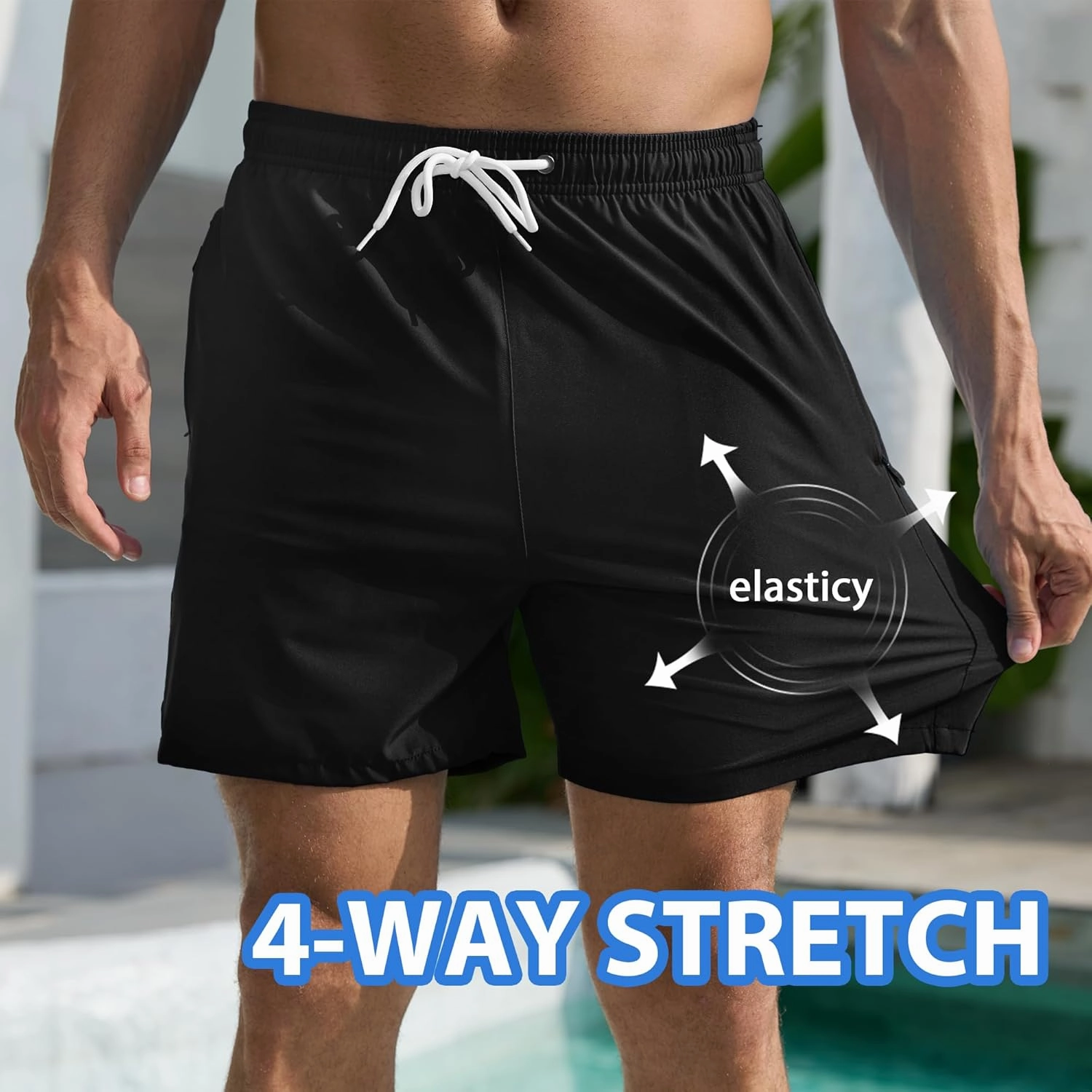Srnede Mens Swim Trunks Swim Shorts Board Shorts Quick Dry Beach Shorts Swimwear Bathing Suits with Compression Line