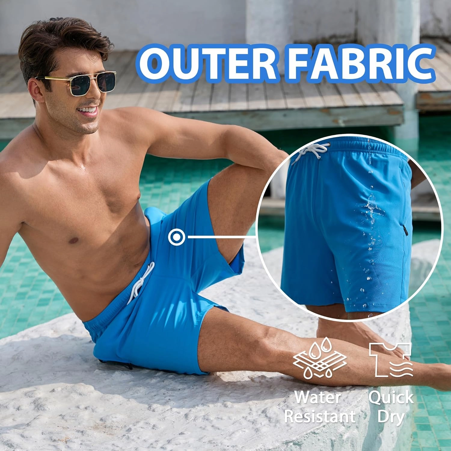 Srnede Mens Swim Trunks Swim Shorts Board Shorts Quick Dry Beach Shorts Swimwear Bathing Suits with Compression Line