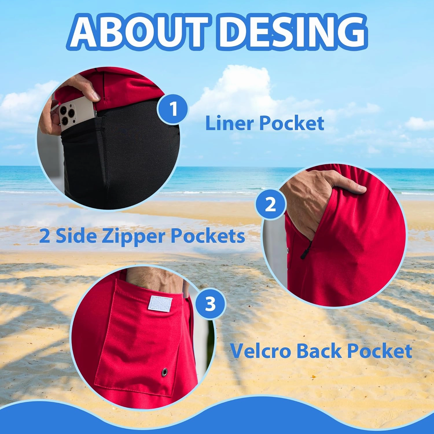 Srnede Mens Swim Trunks Swim Shorts Board Shorts Quick Dry Beach Shorts Swimwear Bathing Suits with Compression Line