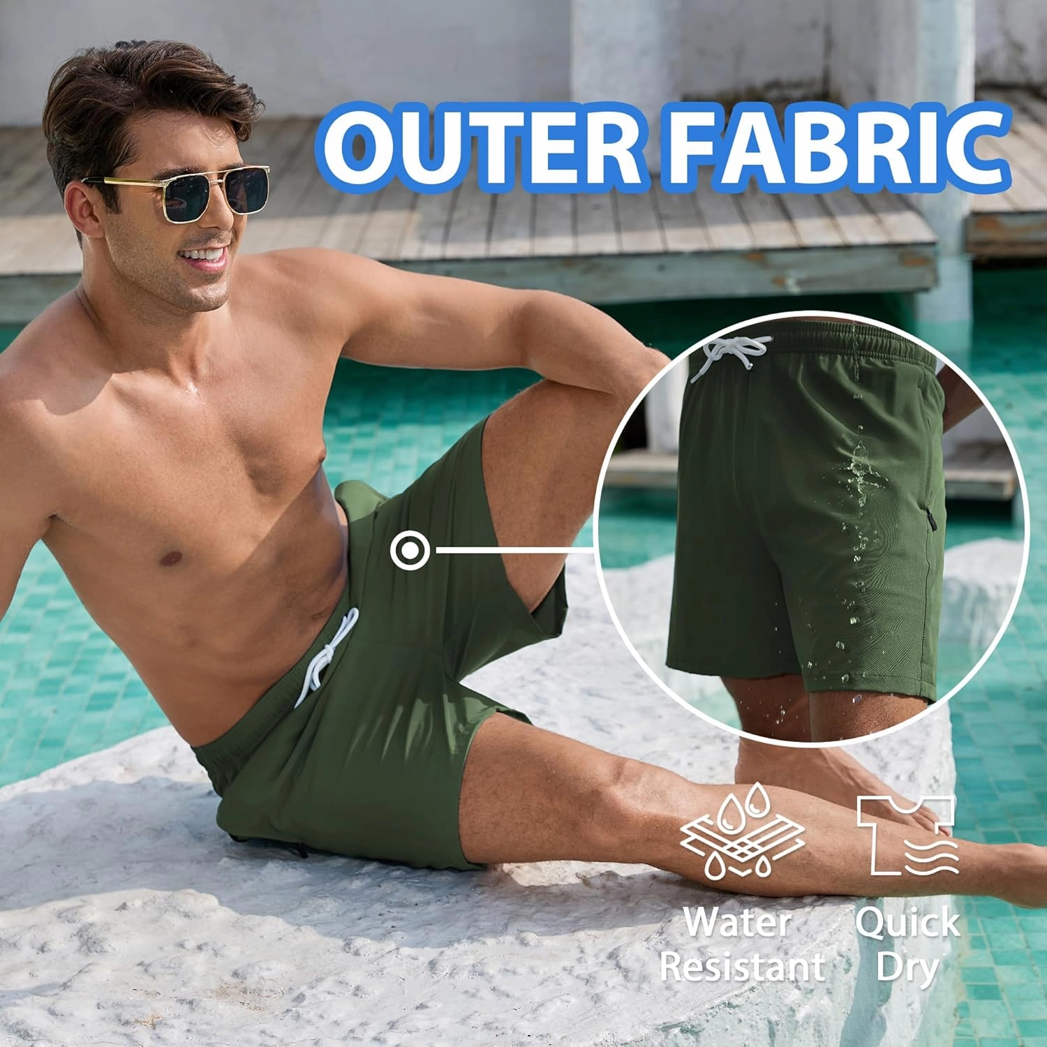 Srnede Mens Swim Trunks Swim Shorts Board Shorts Quick Dry Beach Shorts Swimwear Bathing Suits with Compression Line