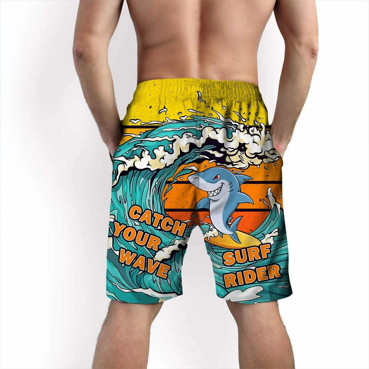 Stop Looking at My Cock Men's Swim Trunks, Funny Quick Dry Beach Board Shorts with Mesh Lining and Pockets