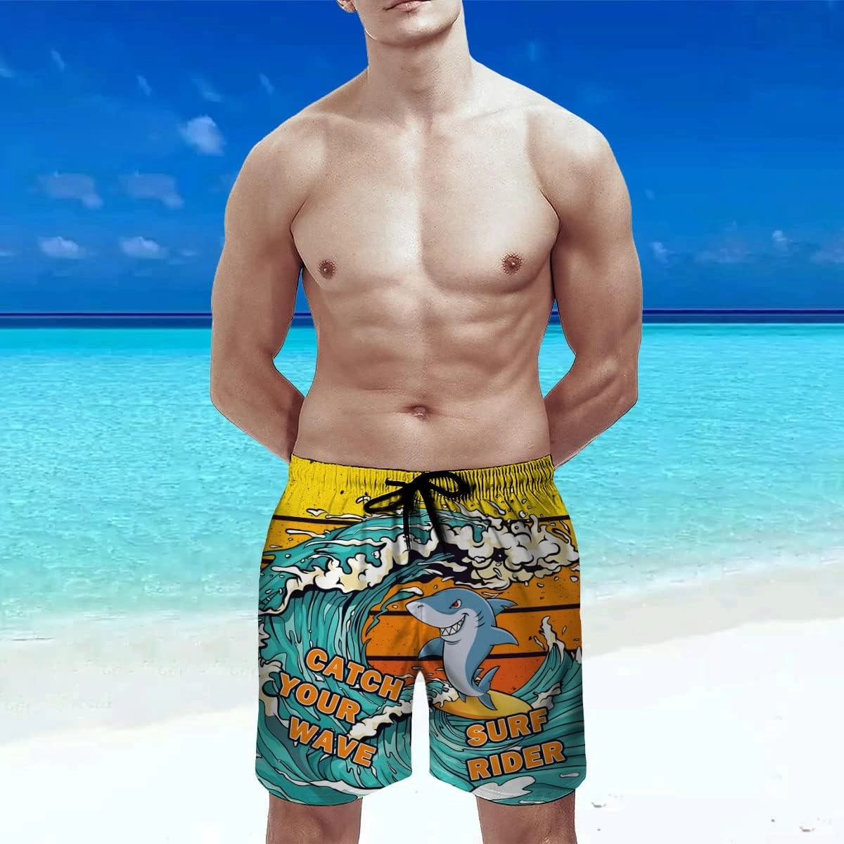 Stop Looking at My Cock Men's Swim Trunks, Funny Quick Dry Beach Board Shorts with Mesh Lining and Pockets