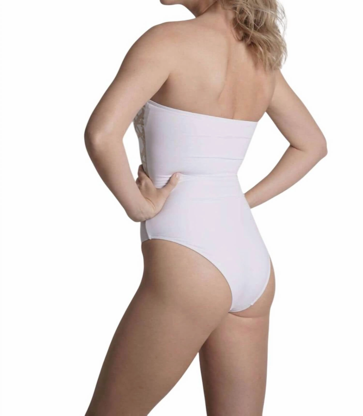 Strapless Bathing Suit In White Bandeau