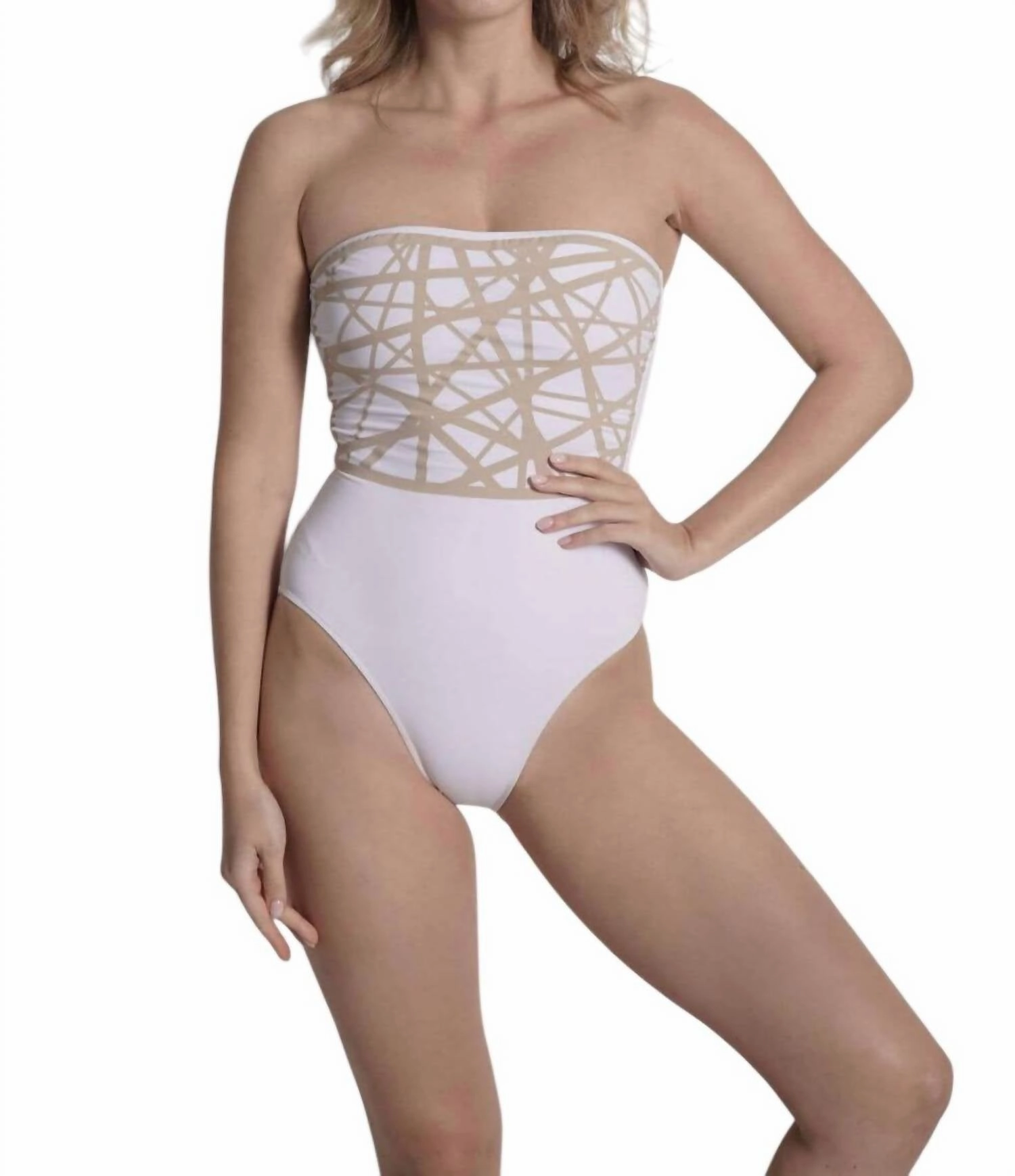 Strapless Bathing Suit In White Bandeau