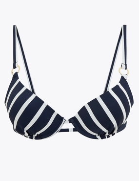 Striped Underwired Plunge Bikini Top