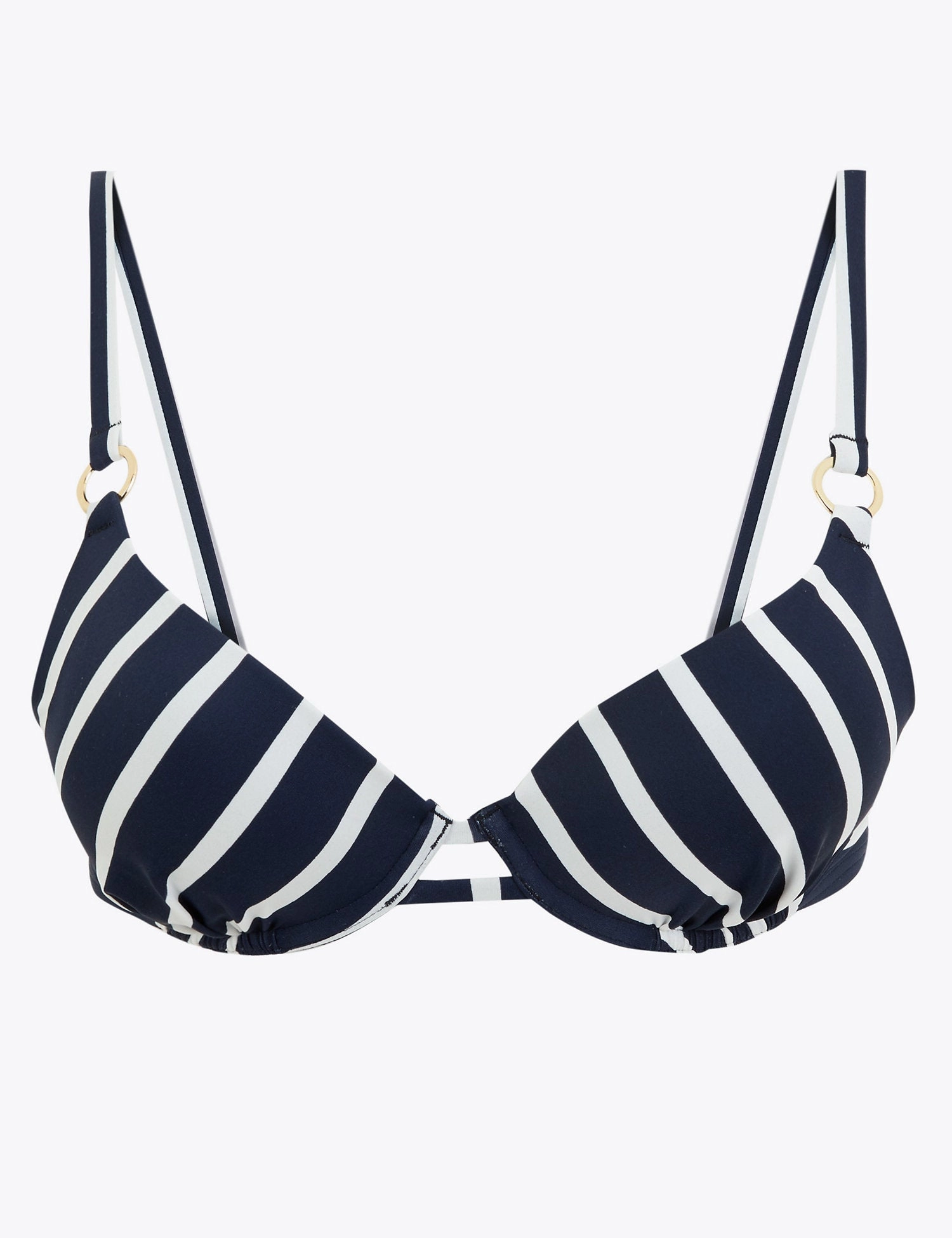 Striped Underwired Plunge Bikini Top