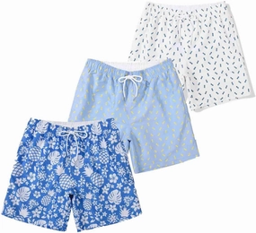 SUNDAY ROSE 3 Pack Mens Swim Trunks with Mesh Lining Quick Dry Swim Shorts Bathing Suit for Men